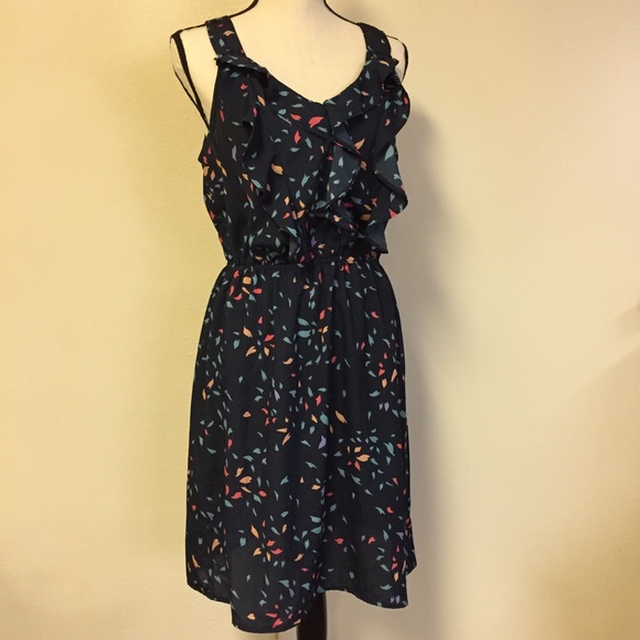 Sleeveless Navy Print Dress - Picture 1 of 7